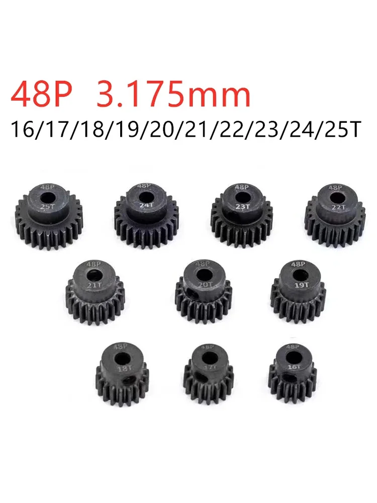 48P 3.175mm 16T 17T 18T 19T 20T 21T 22T 23T 24T 25T Steel Metal Pinion Gear Motor Gear For 1/8 1/10 RC Car Motor Parts