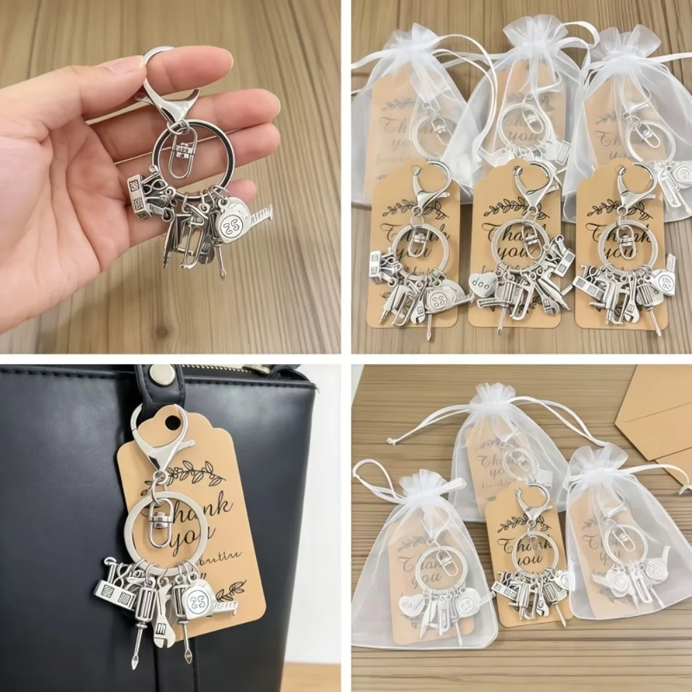 

5/10/20sets Dad Tool Alloy Ring Keychain with Hammer Screwdriver Key Heart Tag for Father's Day Birthday Gift