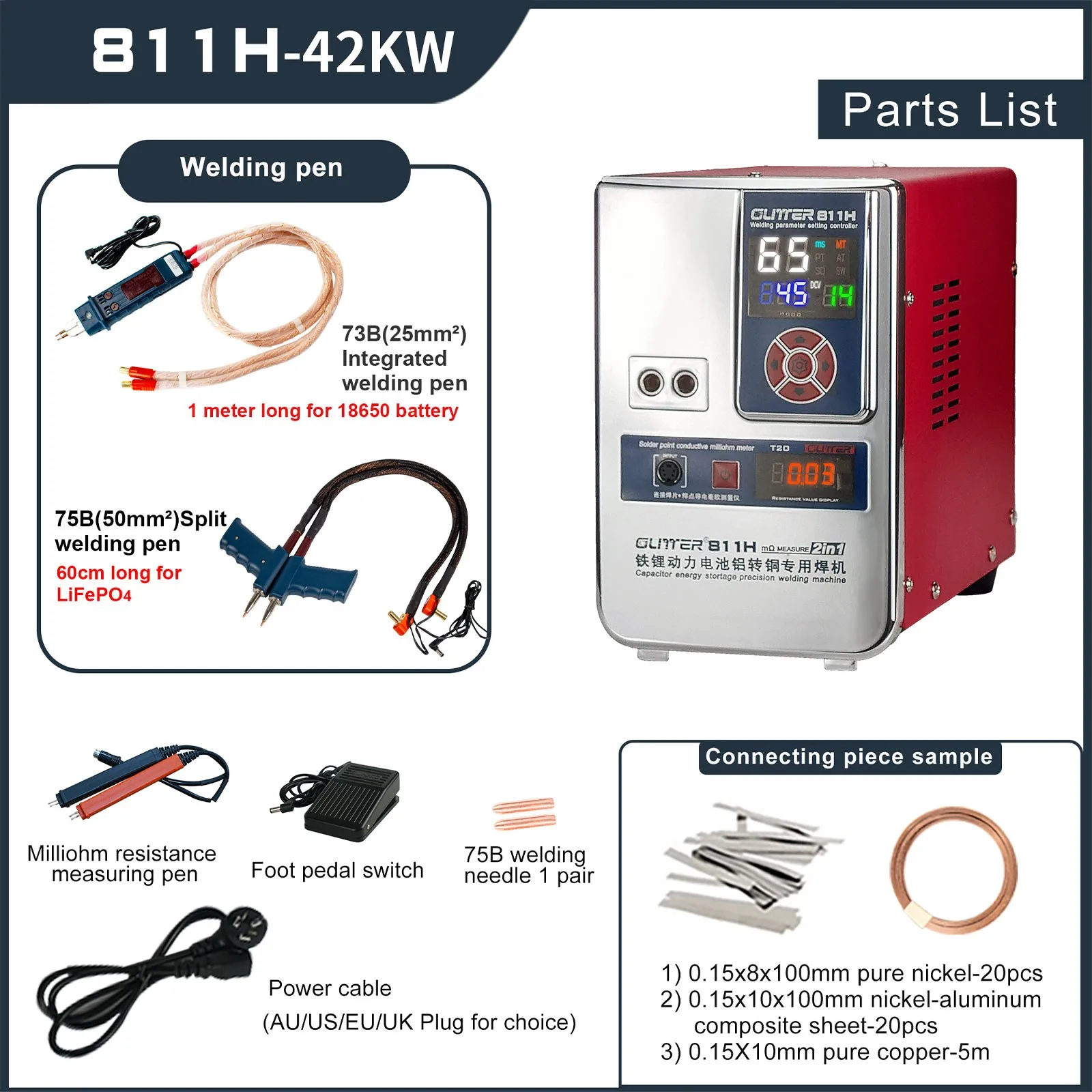 Maxgeek 811A 36KW Industrial Smart Spot Welding Machine with S-73B Integrated Welding Pen (25mm^2) for 18650/21700/32650 Battery