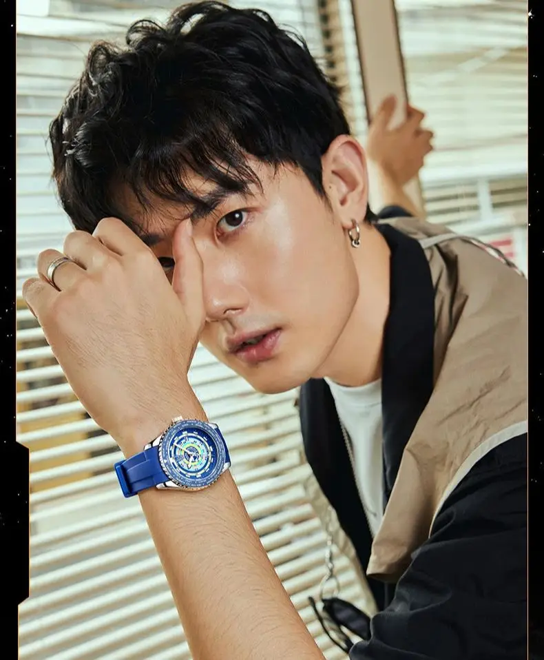 2024 페어고래 남성용 캐주얼 블루 시계, 스포츠 실리콘 스트랩 쿼츠 시계, 패션 레인보우 손목시계, 소년 Reloj Dropshipping