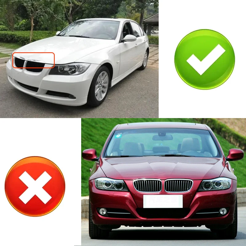 Pulleco For BMW 3 Series E90 E91 323I 328I 335I 330I 325I Car Front Grille Racing Grill  Single  2005-2008 Gloss Black Grille