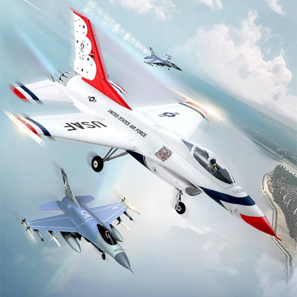 Fms RC Simulation Aircraft Fixed Wing Fighter Outdoor Foam Assembly 64mm F-16 Pnp Version Remote Control Adult Toy Pnp Version
