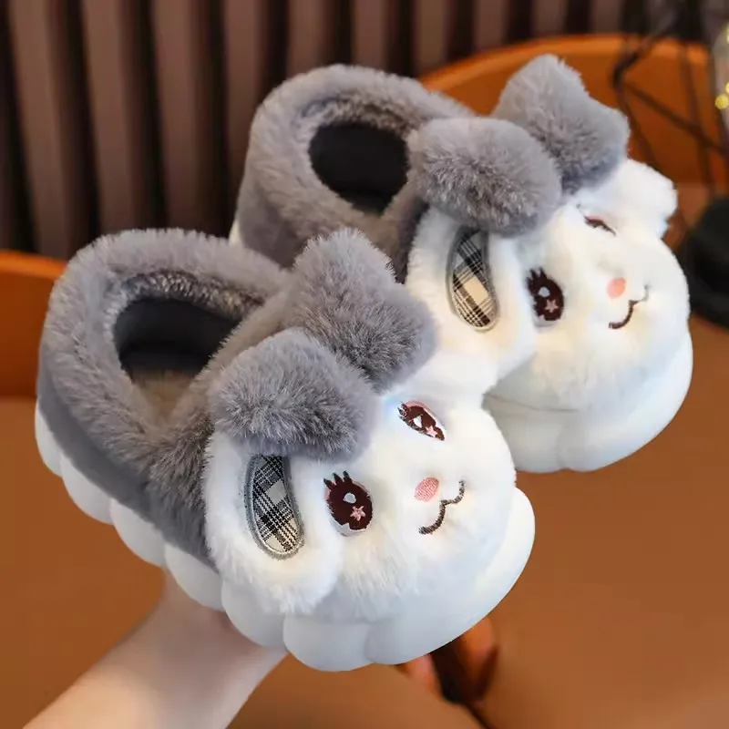 Baby Toddler Winter Slippers Children Cute Cartoon Rabbit Home Slipper Kids Indoor Warm Plush Slides Child Floor Shoes for Girls