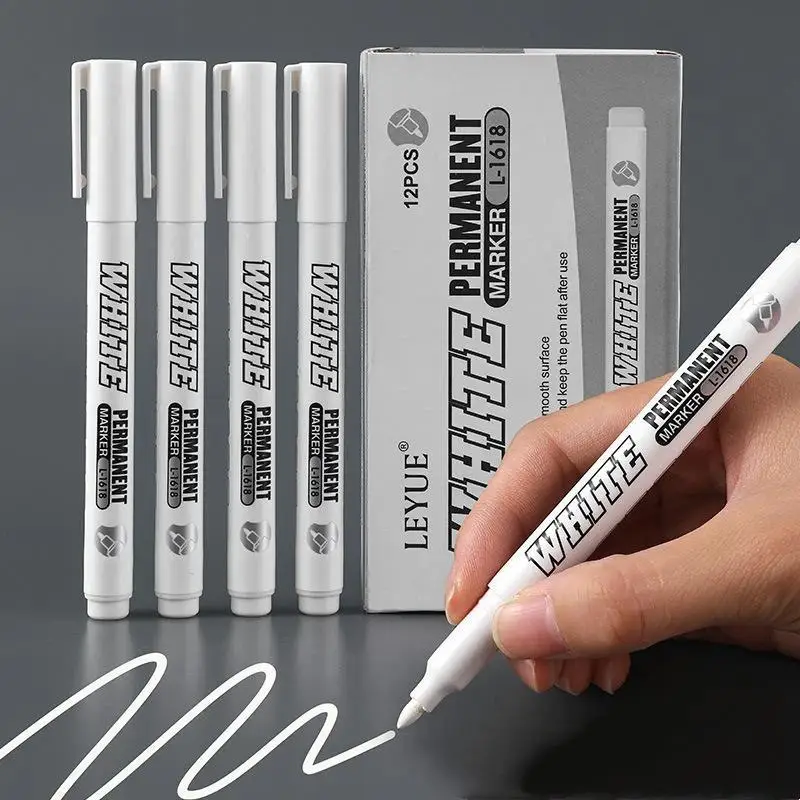 White Marker Pens 2/12 Pcs Oily Waterproof Permanent Markers for Ceramic Metal DIY Graffiti Painting