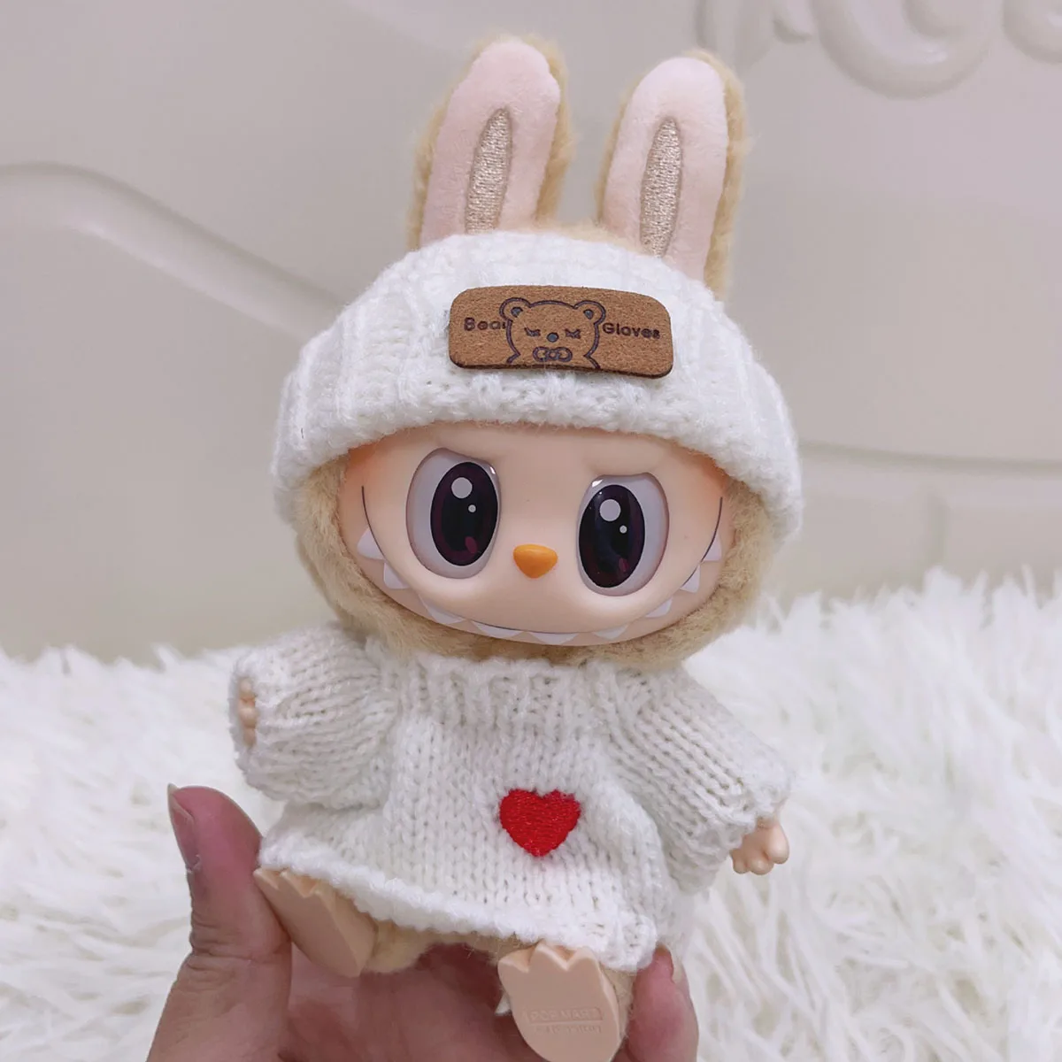 Cute Mini Doll Clothes for Labubu Doll'S Clothes Outfit Accessories Love sweater hat set Clothing Gift