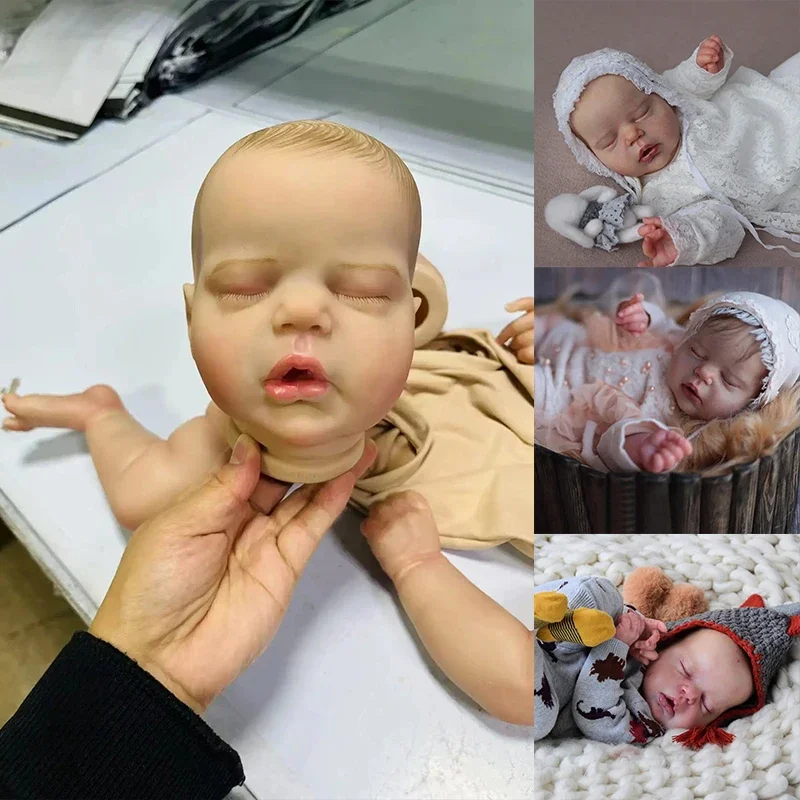 22inch Alexis Already Painted Reborn Doll Kit Sleeping with Rooted Eyelashes Visible Veins Kit Bebé Reborn Sign on the Neck