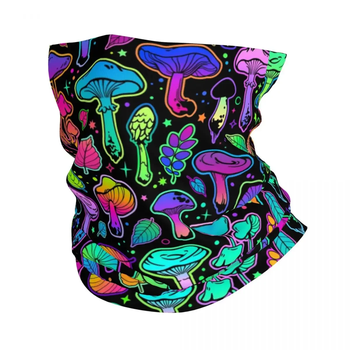 Magic Mushroom Trippy Psychedelic Neon Pastel Goth Bandana Neck Gaiter Windproof Face Scarf Cover Women Headband Tube Balaclava