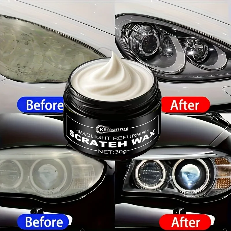 30g Car Headlight Restoration Wax, a Polishing Agent for Headlights, Repairs Yellowing, Oxidation, And Cloudiness. Better Lighti