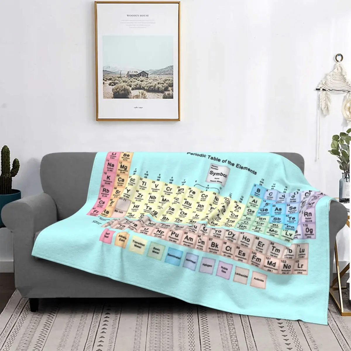 Periodic Table With All Element Names Blanket Flannel Fleece Warm Rainbow Colorful Throw Blankets for Car Bed Couch Bedspreads