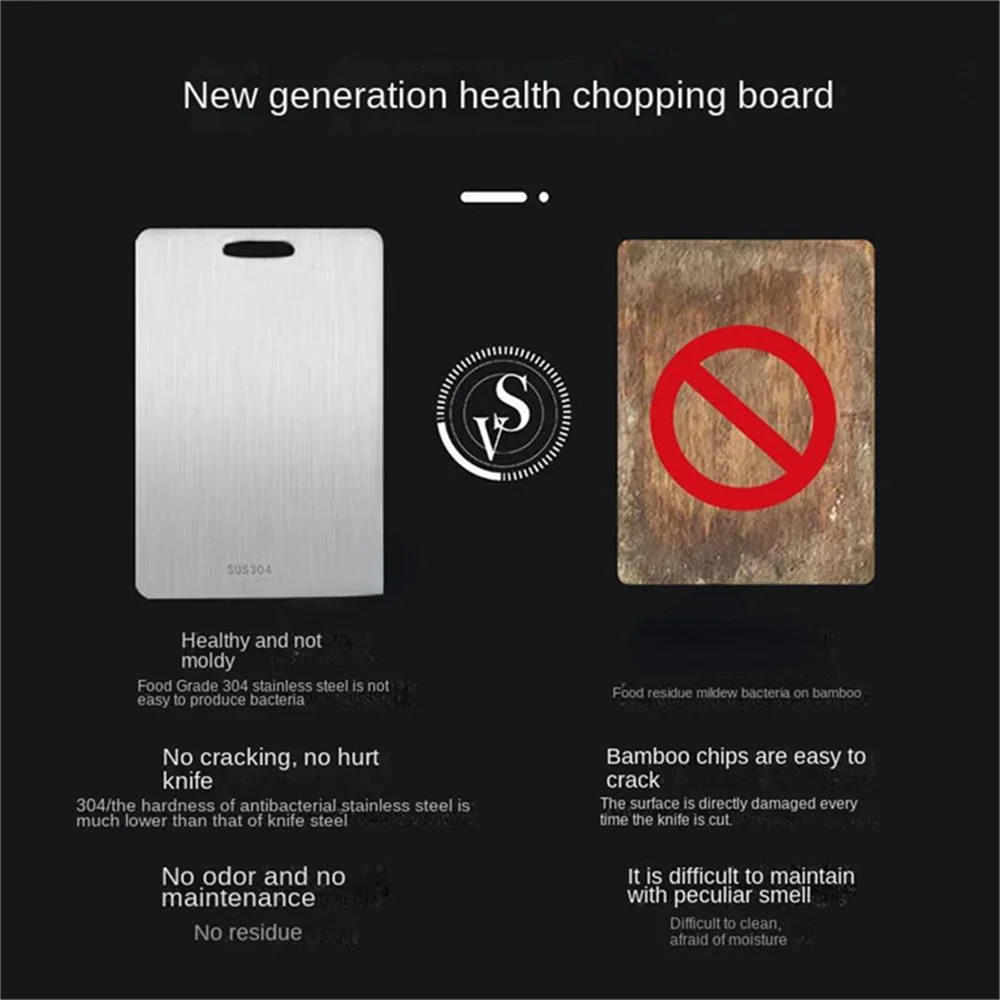 316 Stainless Steel Chopping Board Panel Kitchen Household Thickened Double Sided Kneading Dough Board Fruit Meat Cutting Board view 5