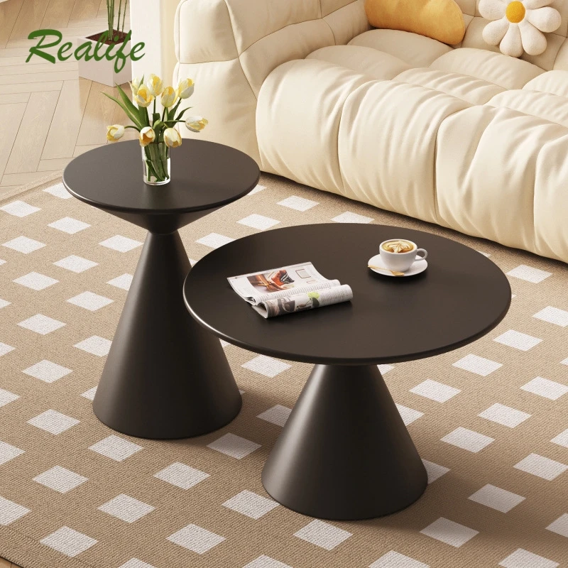 Realife Small Coffee Table Simple Modern Cream Style Edge Table Creative Corner Table Sofa Side Table Round Bedside Shelf Table