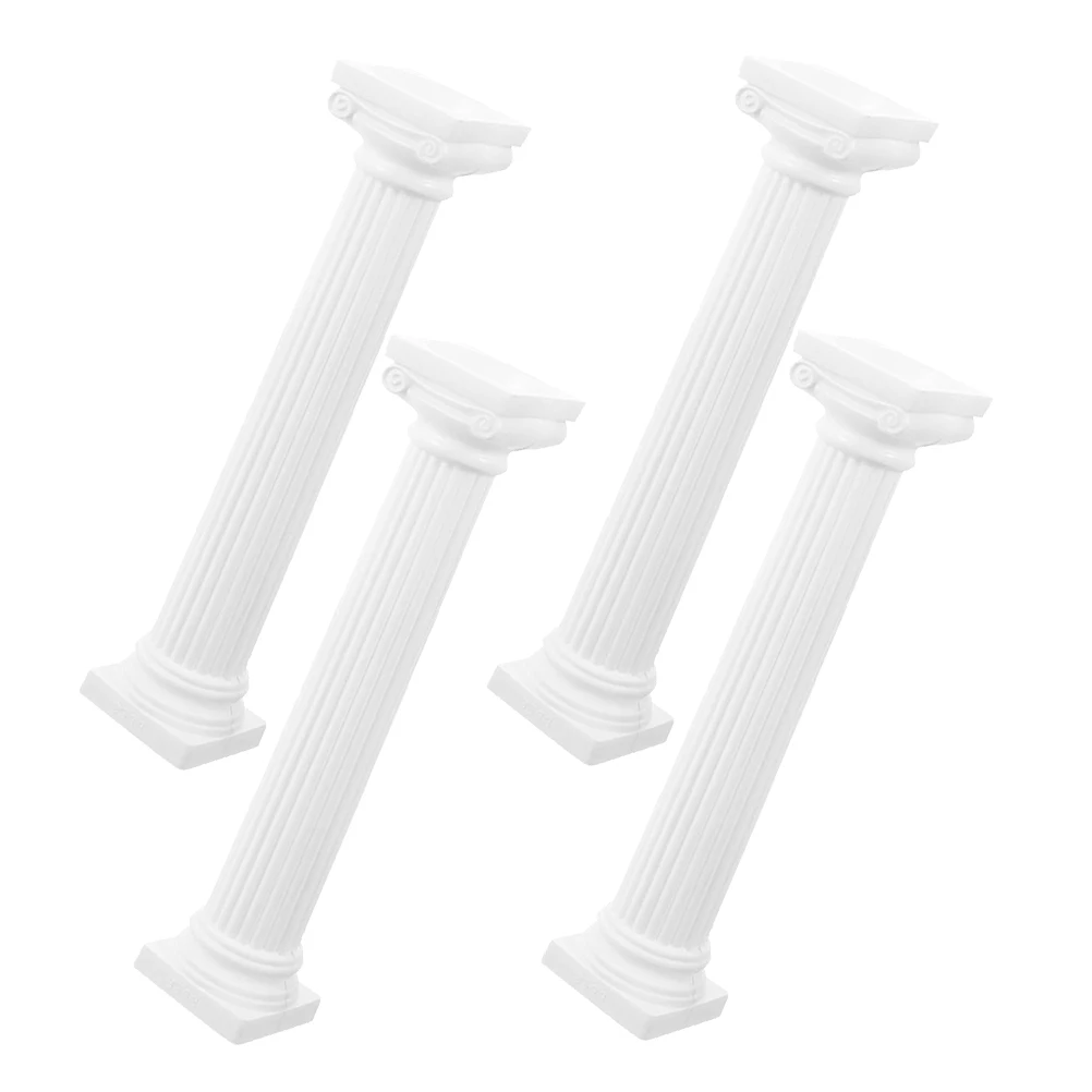 

4 Pcs Roman Column Decoration Architectural Columns Pillars Stand Mini Greek Building Statue