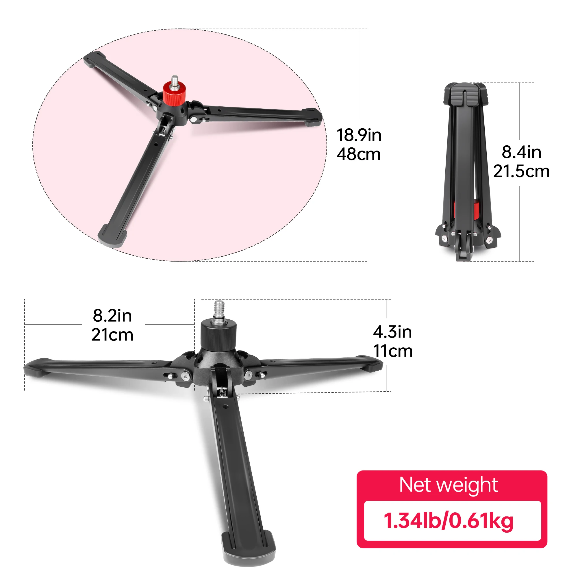 Manbily M-5 Aluminium-Halterung Stativ-Stützhalterung mit 3/8-Zoll-Schraubenadapter Fotografie-Einbeinstativ-Basis – Detail 2