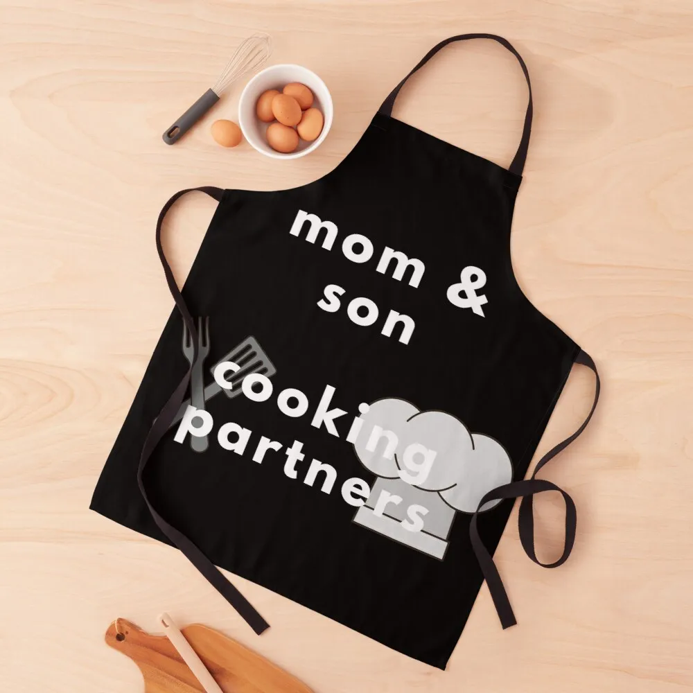 

Mom and son cooking partners (white design) Apron aprons kitchen