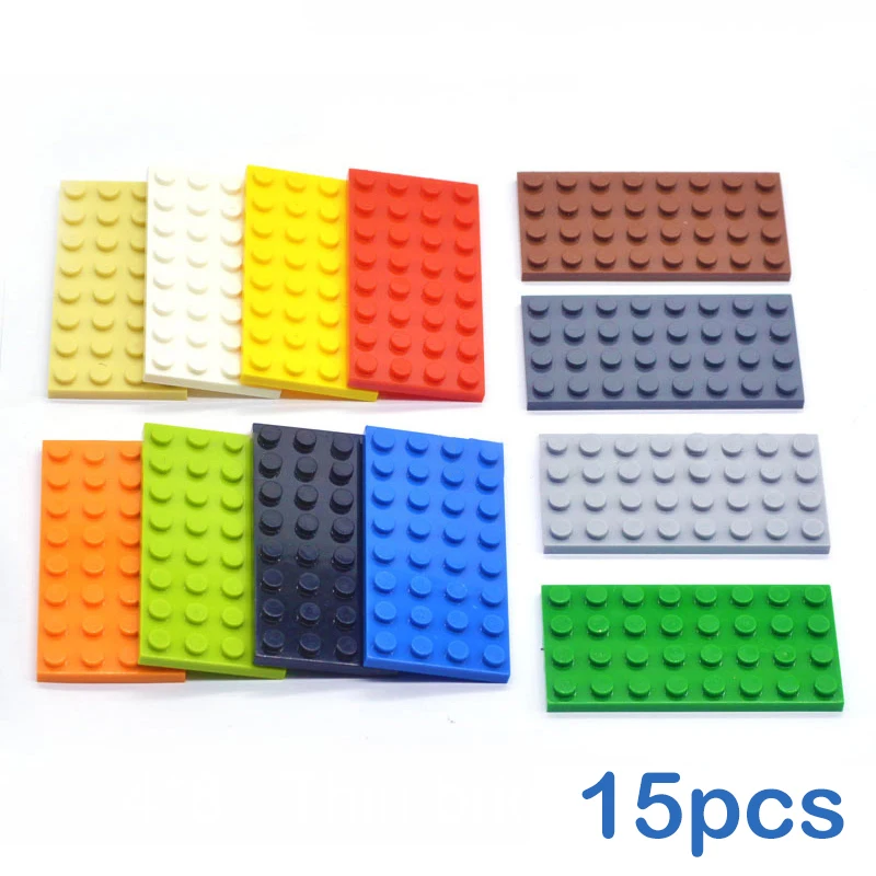 

15 шт., строительные блоки «сделай сам», тонкие фигурки, кирпичи, 4x8 точек, 12 цветов, развивающие, креативные, совместимые с брендовыми игрушками для детей 3035