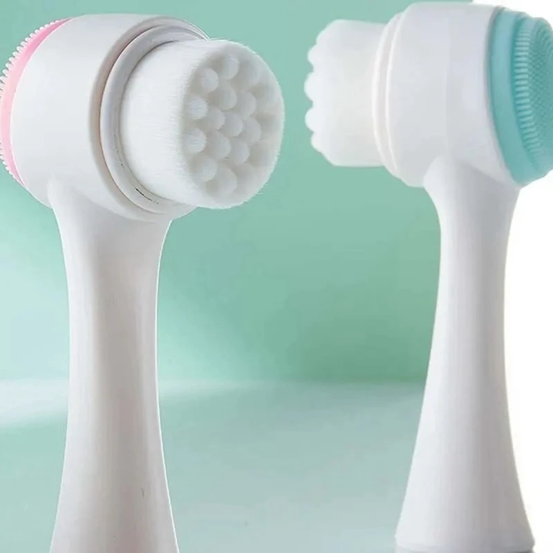 3D Double-Sided Facial Cleanser, Manual Massage Facial Brush, Soft Bristle Double-Sided Facial Cleanser