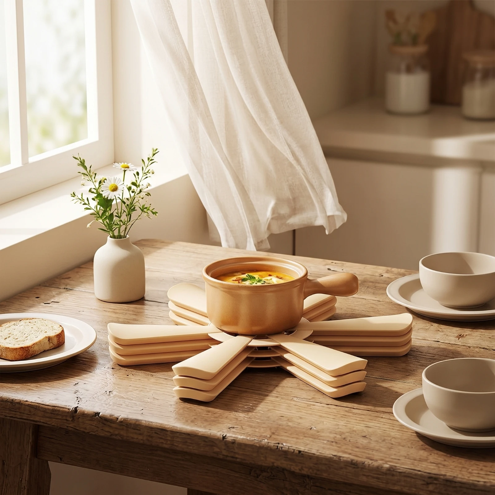 3 Pieces Silicone Mat with Tree Shape Washable Silicone Trivet Trivet Set Space-Saving Placemat Creative for Hosts