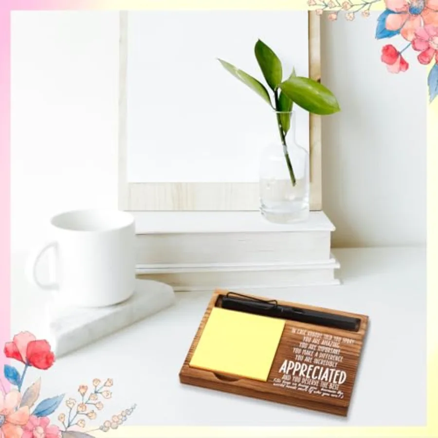 هدايا تقدير للنساء هدايا وظيفة جديدة للنساء Inspiratiol مكتب ديكور هدية للمرأة حامل قلم المفكرة الخشبية مع Ins