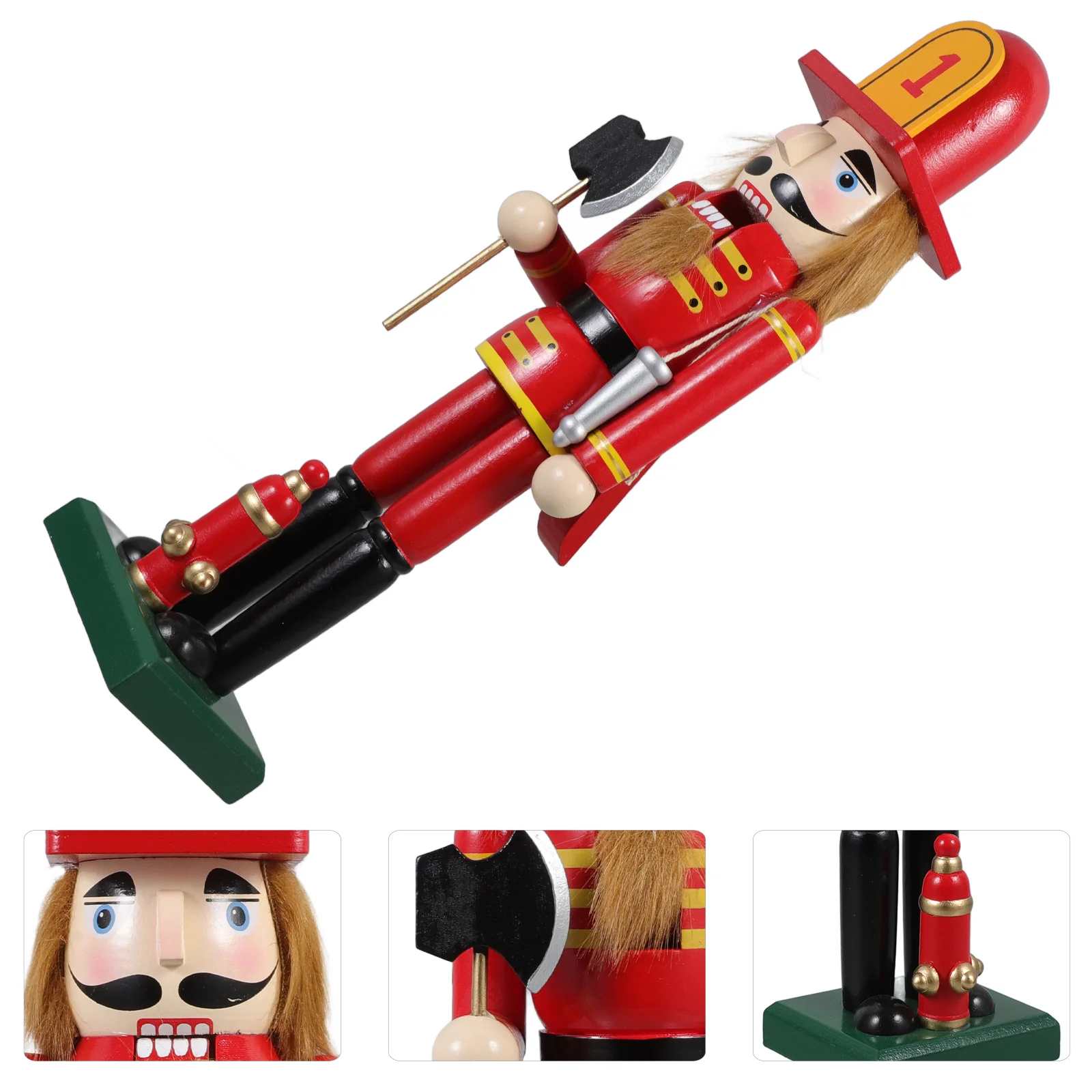 38Cm Firefighter Nutcracker Christmas Decorations Handcrafted Miniatures Collectibles Holiday Gifts Tabletop Displays Wooden