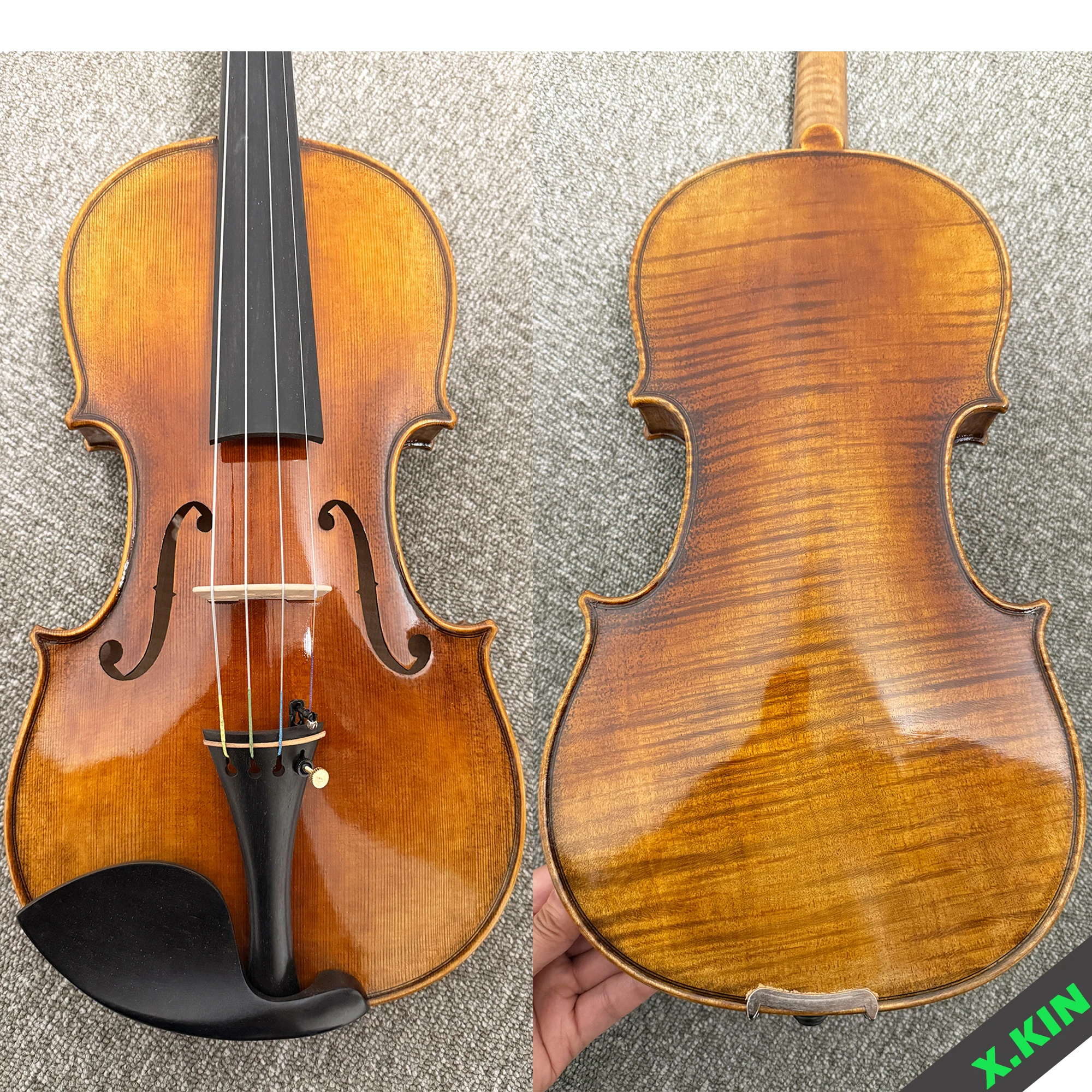 

Handmade Violin 4/4, Hand-Painted, Professional Violin 4/4, Spruce Top, Ebony Fittings