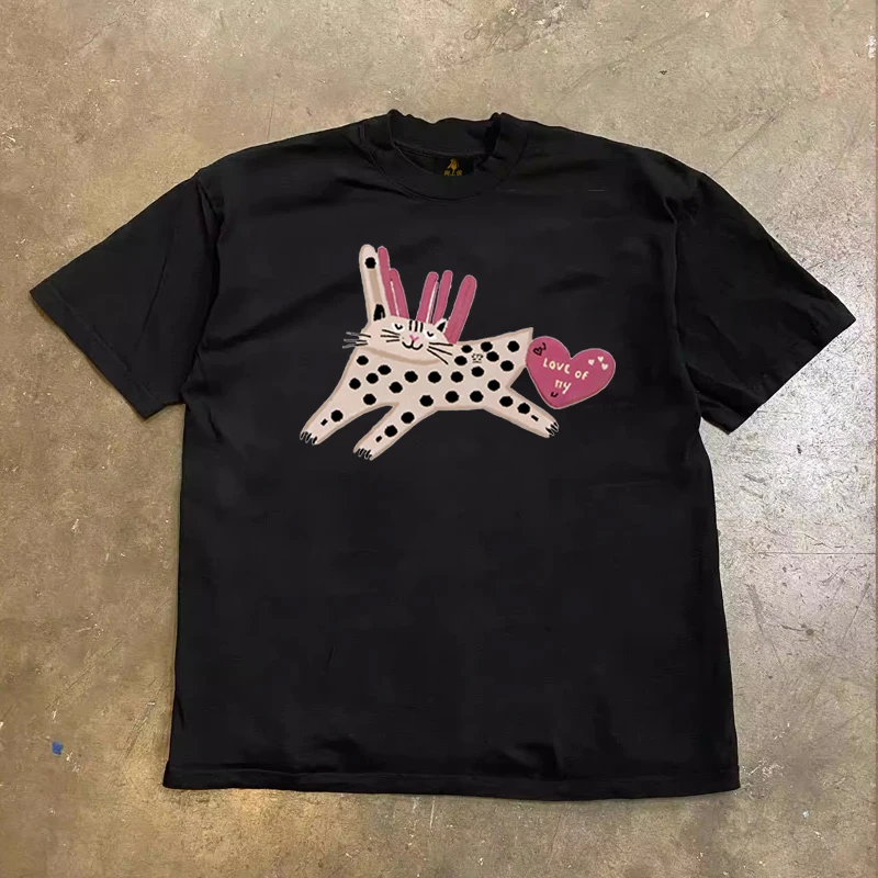 Loose Fit Short Sleeve T-Shirt Pure Cotton Double Thread Women's Style Heavyweight Couple's Tee Casual Summer Fashion
