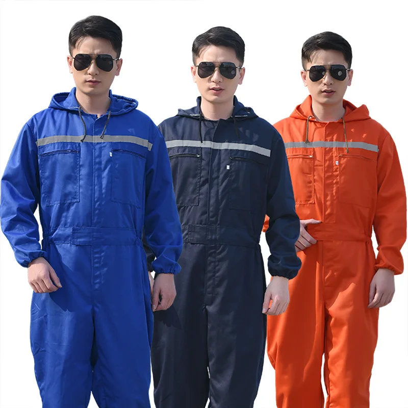 

Hi vis safety work clothing hooded overalls dust proof dirt proof painter labor working coveralls safety worker jumpsuit uniform