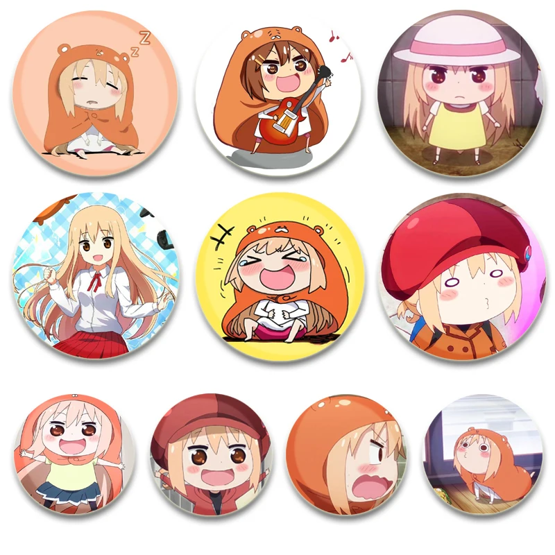 32/44/58mm Cartoon Style Badge Himouto! Umaru Chan Brooches on Backpack Clothes Handmade Round Enamel Pins for Gift Accessory