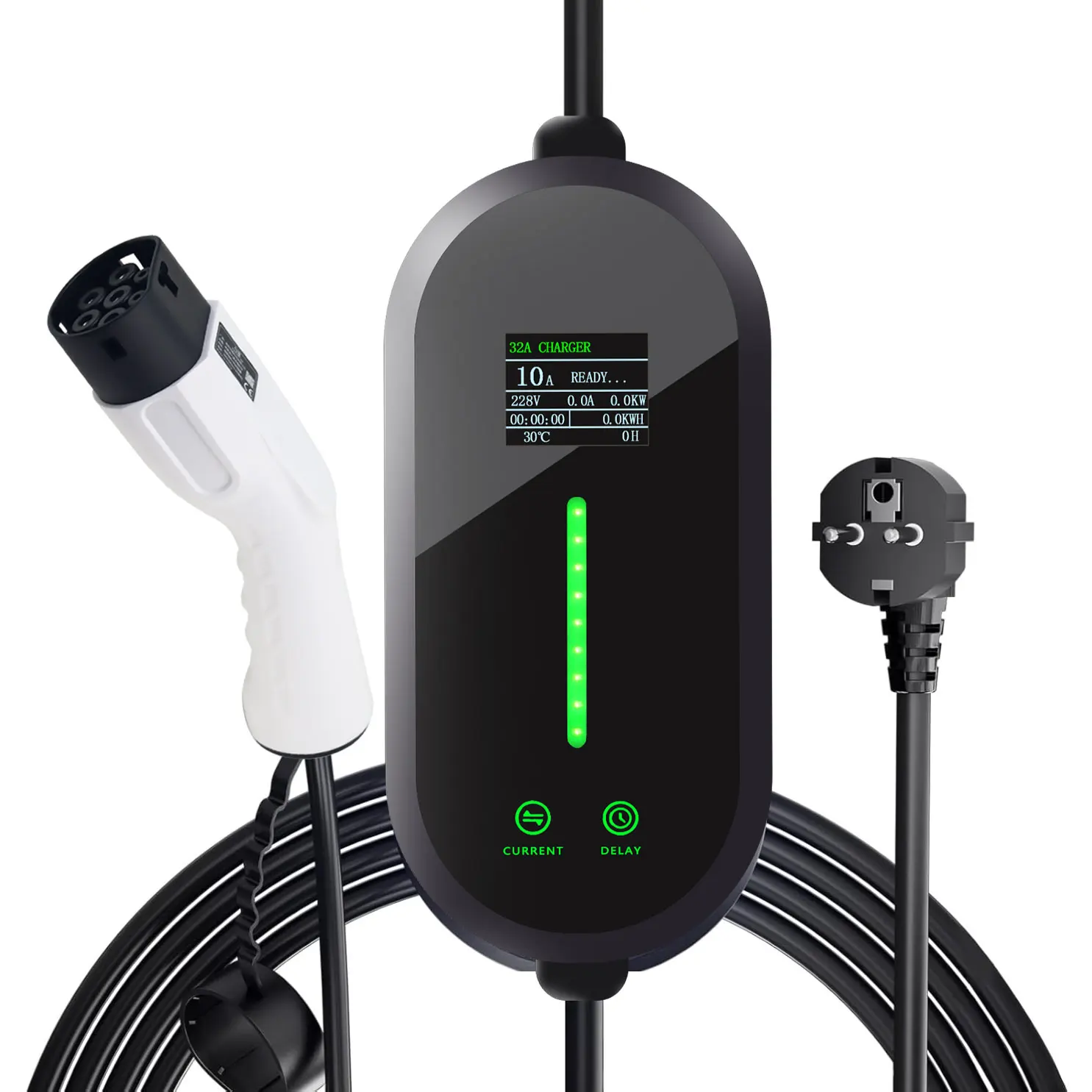 7KW شاحن سيارات كهربائية محمول Type2 شاحن سيارة كهربائية 32A 1 المرحلة شحن سريع Wallbox محطة شحن EV. #6