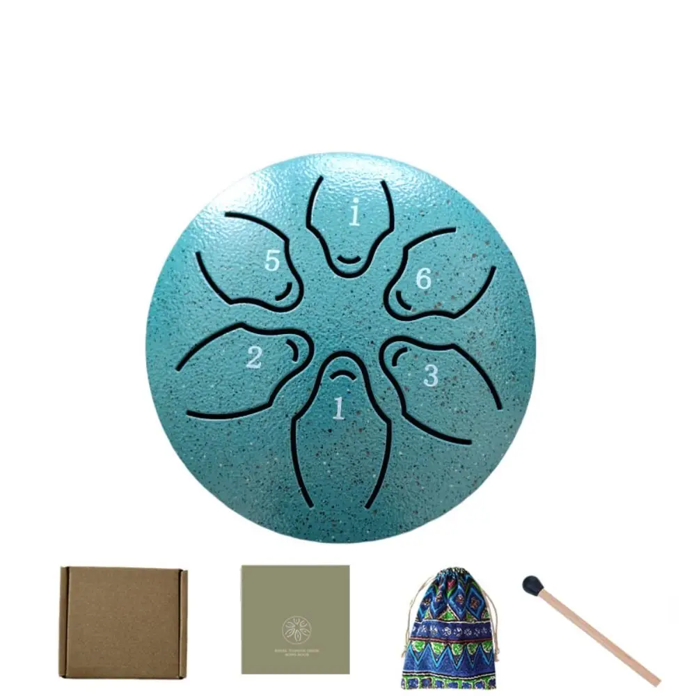 Juego de tambor de lengua de acero de 6 tonos, Mini tambores de mano multicolores de 3 pulgadas, bolsa de almacenamiento hueca, tambor de meditación para adultos/adolescentes