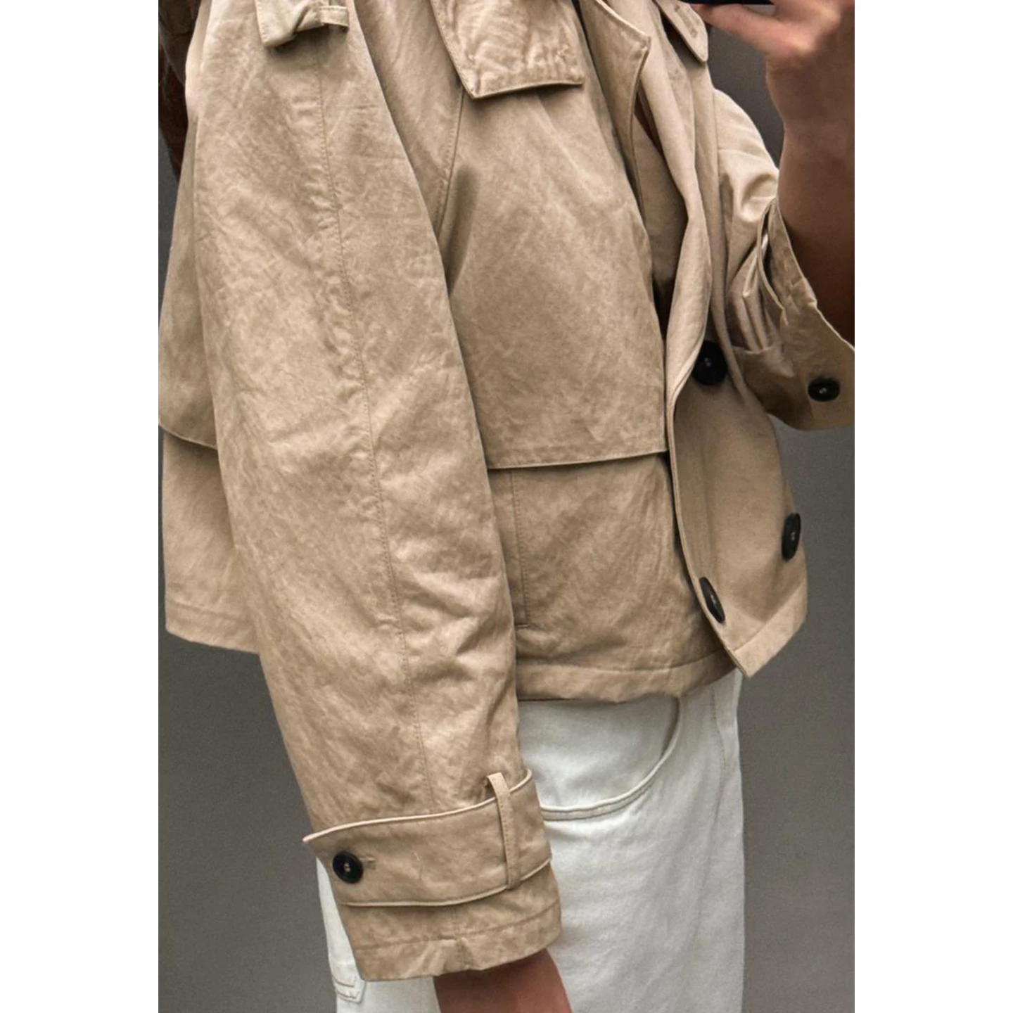 

Новое весеннее поступление, женское пальто с двойными пуговицами и воротником-стойкой, длинное светящееся пальто из полиэфирного волокна для поездок на работу Sle