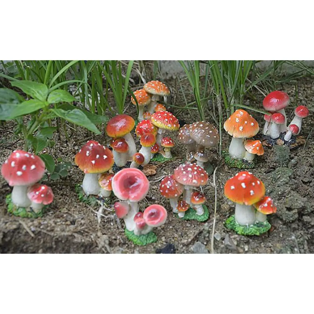 Fairy Garden Miniatures Resin Mushroom Decor Garden Ornaments Sculpture for Table Home Yard Use