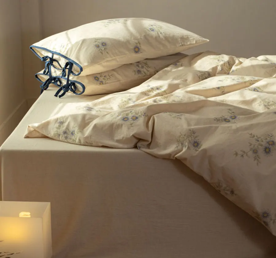 

Romantic pastoral flower bedding set,full queen king nordic rustic linen cotton home textile flat sheet pillow case quilt cover