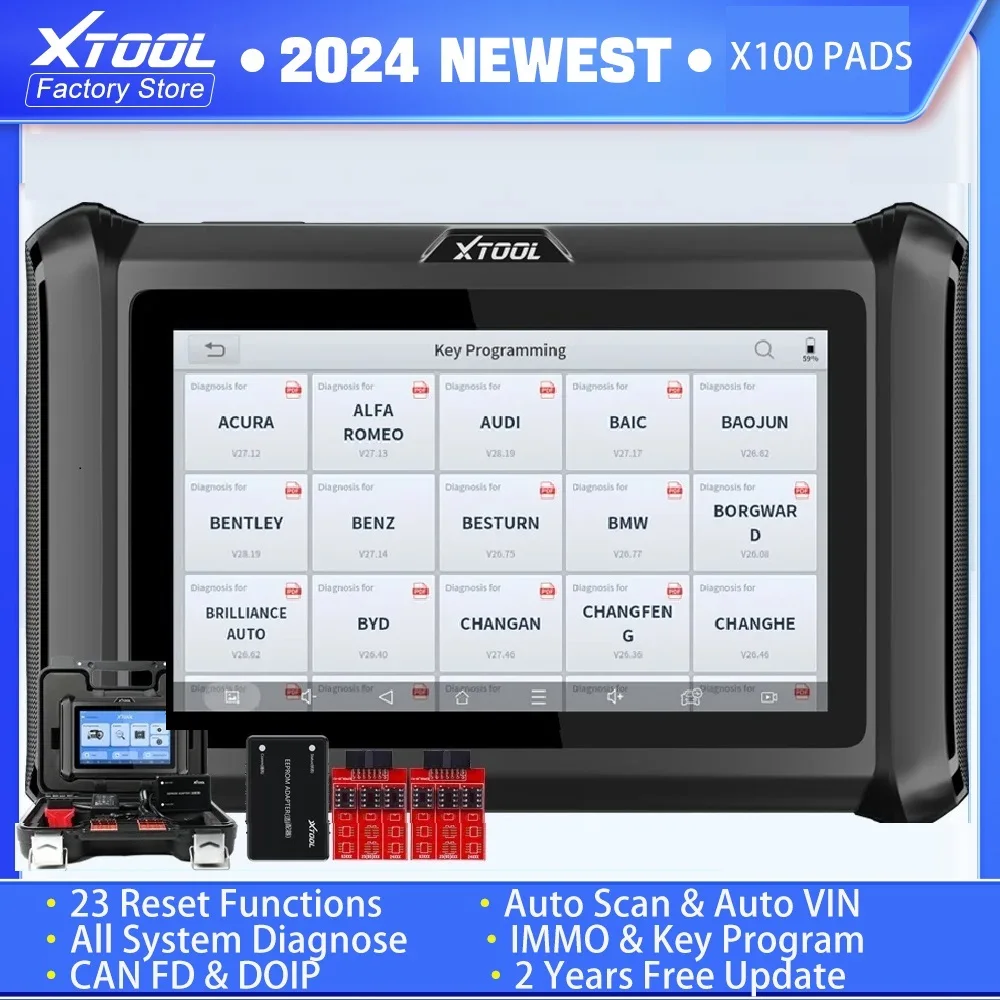 

XTOOL X100 PADS Upgraded of X100PAD PLUS Car IMMO Key Programming Diagnostic Tool Read Key Pin Code All Key Lost CAN FD & DOIP