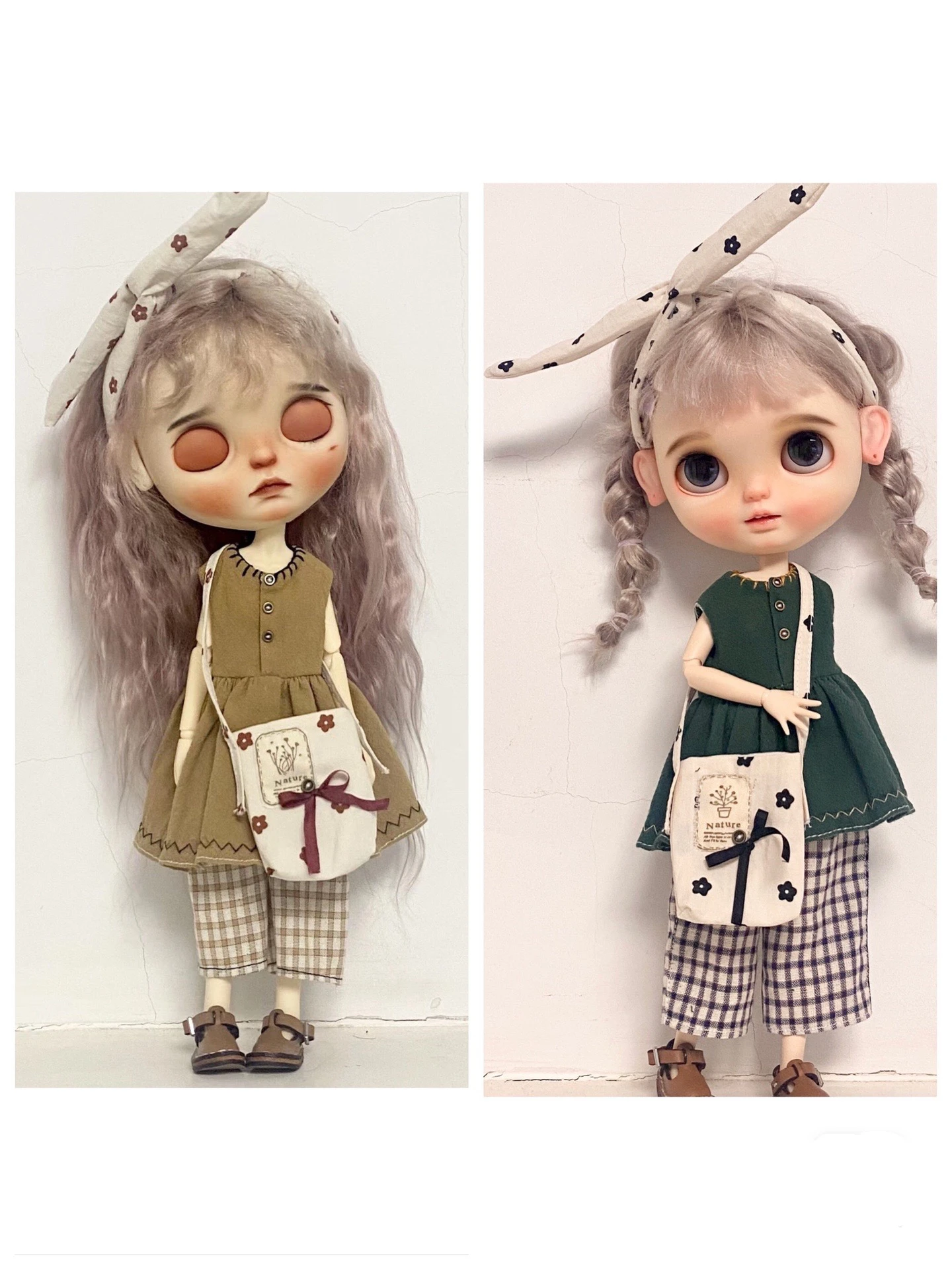 Blythe Baju Vintage Rompi Gaun Kotak-kotak Celana Rok 1/6 30Cm BJD Anime Gadis (Cocok untuk Pullip,Ob24, Licca)