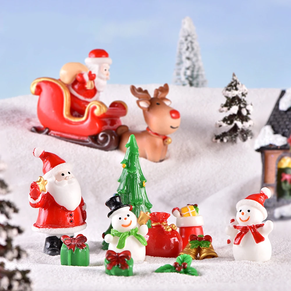 Christmas Resin Elk Santa Claus Ornaments Merry Christmas Decoration For Home Figurines Miniatures 2023 New Year Xmas Decoration