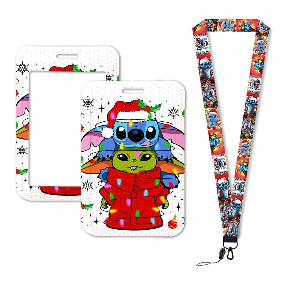 Disney-Stitch CAN o Keychains Lanyard Rope for prédire, Card ID, Employé, Danemark ge Holders, Student, Card Lanyard Set, Christmas