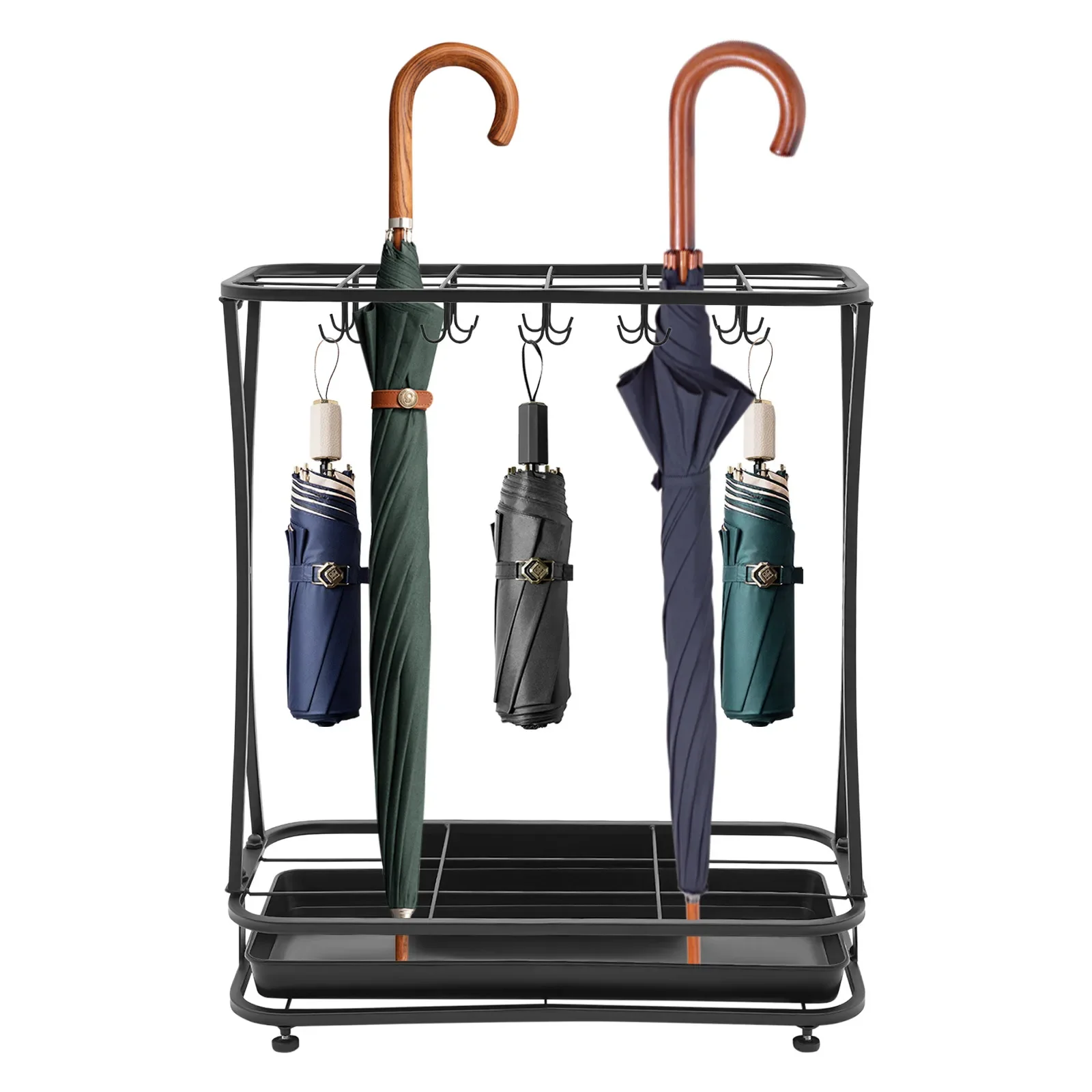 Umbrella Holder Stand Free Standing Rack Organizer 55.12 lbs Load-capacity  With 20 Hooks And 18 Slots