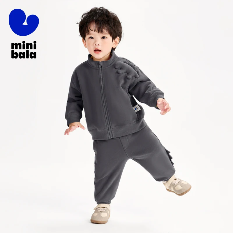 Mini Bala Set Boys and Girls Long Sleeve Set 2024 Autumn New Fashionable Sweatshirt Set for Babies in Autumn