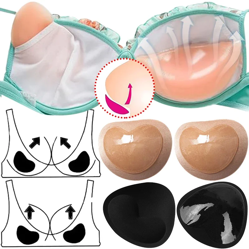 Sponge Silicone Bra for Women Bikini Triangle Chest Pad Underwear Supporting Breast Pads Sexy Bras Lingerie Thick Nipple Cover