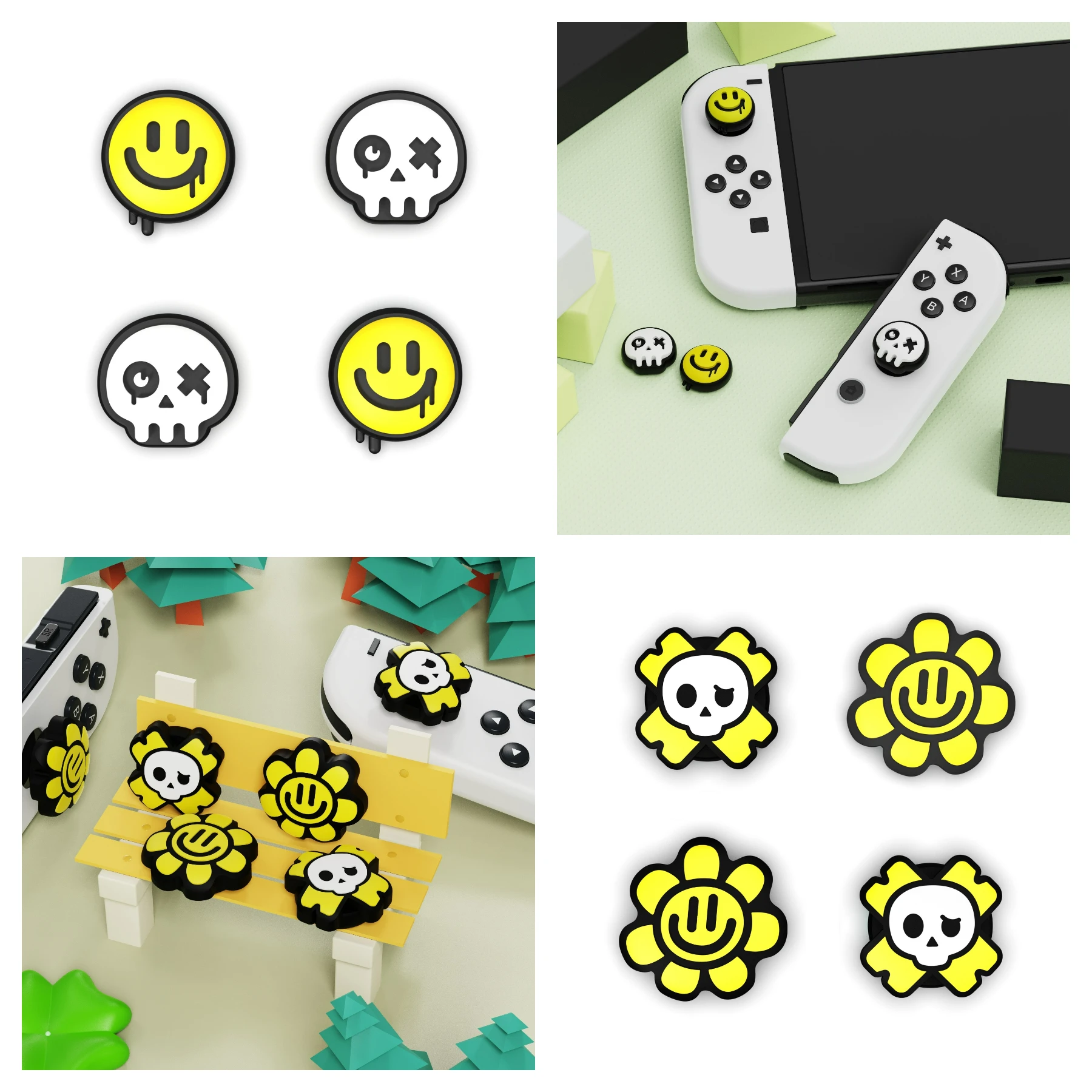 

PlayVital Joystick Caps for Nintendo Switch Lite, Thumb Grips for Nintendo Switch & Switch OLED Joycon - Happy & Gloomy Styles