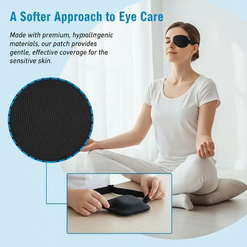 3D Single Eye Patch Soft Comfortable Adjustable Covering Eyepatch for Amblyopia Lazy Eye Correction Kids Students Use