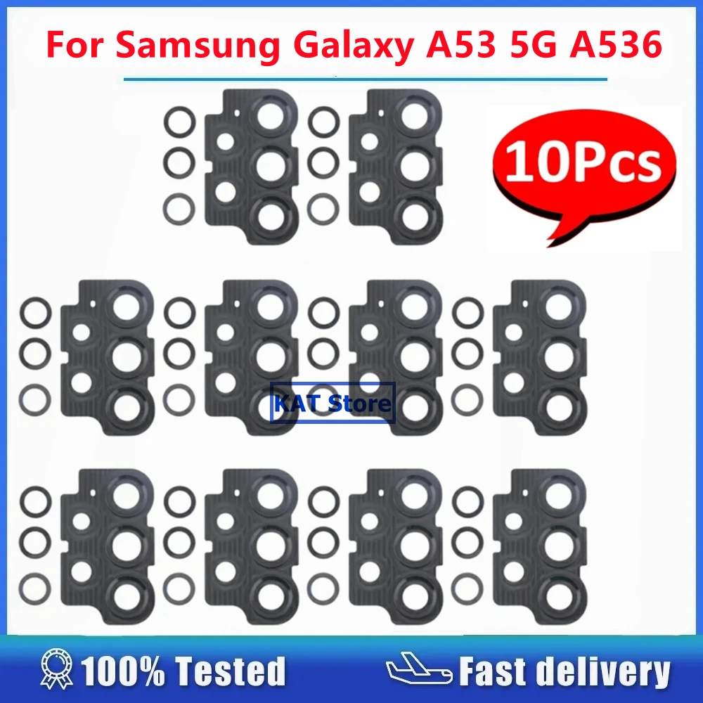 

10PCS For Samsung Galaxy A53 5G SM-A536 A536 2022 Rear Back Camera Glass Lens Cover With Bracket / Bezel Replacement