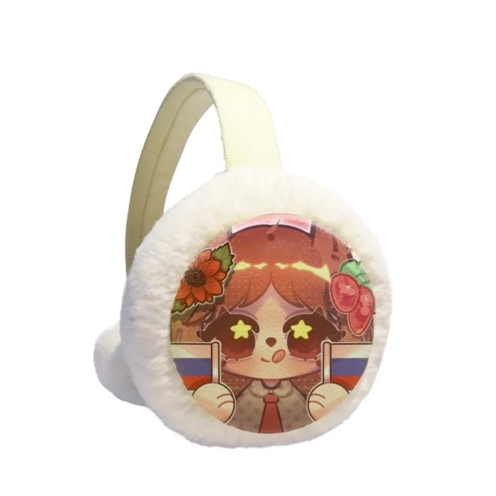 

Squirrel Russia Flag Sunflower Ear Warmer Cable Knit Furry Fleece Earmuff Outdoor