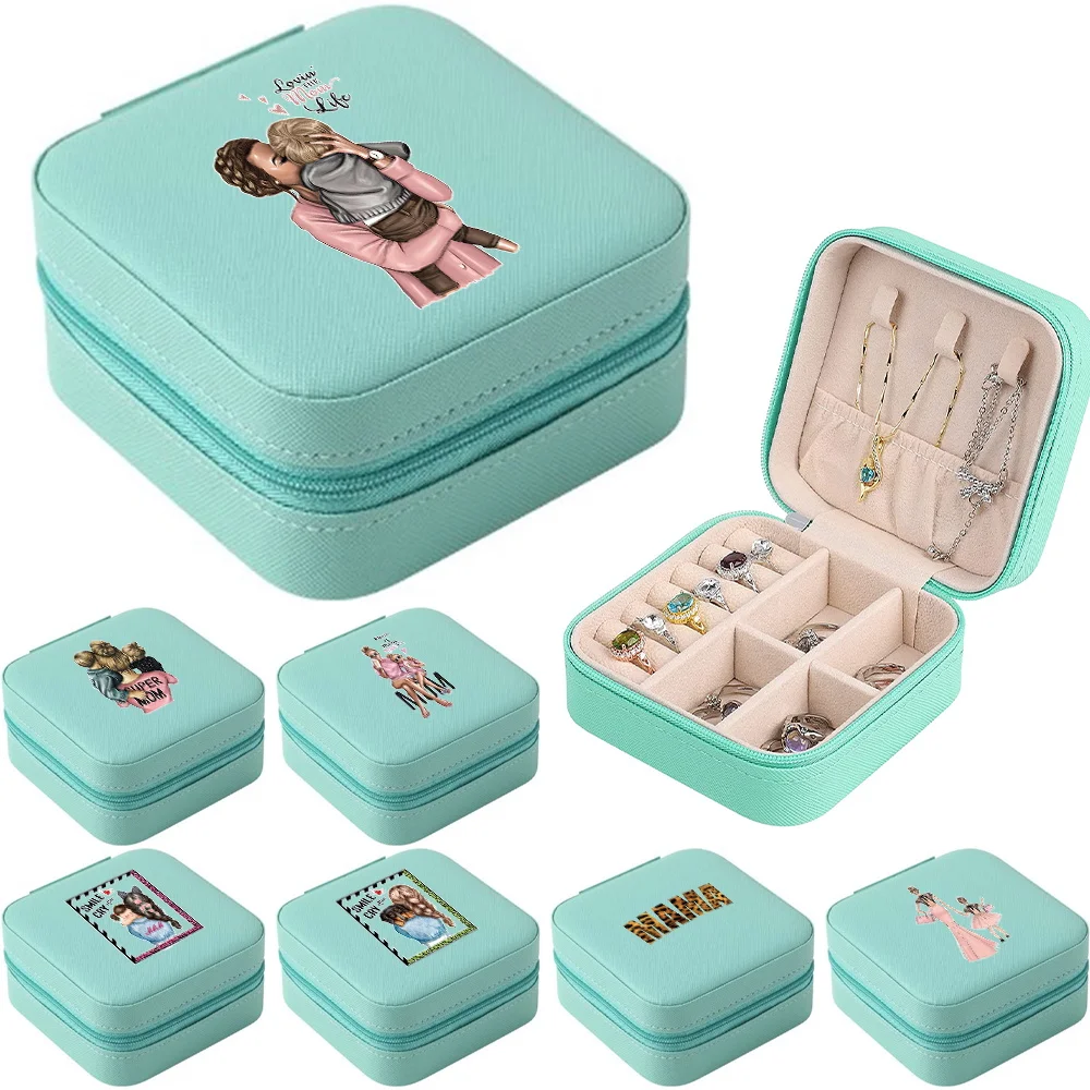 Jewelry Storage Box Mom Pattern Travel Storage Organizer Jewelry Case Earrings Necklace Ring Jewelry Organizer Display