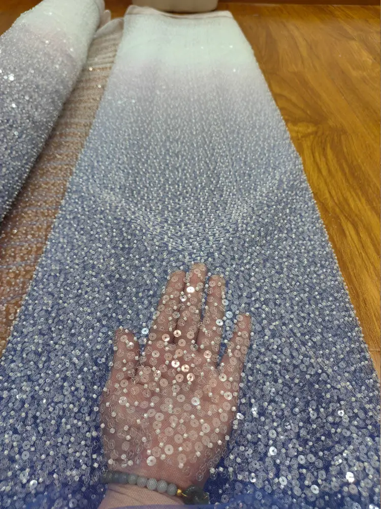 

Градиентная светло-голубая ткань с пайетками в виде звезд, прозрачная сетка-иллюзия, свадебное платье, костюм для выступлений, блестящий тюлевый материал