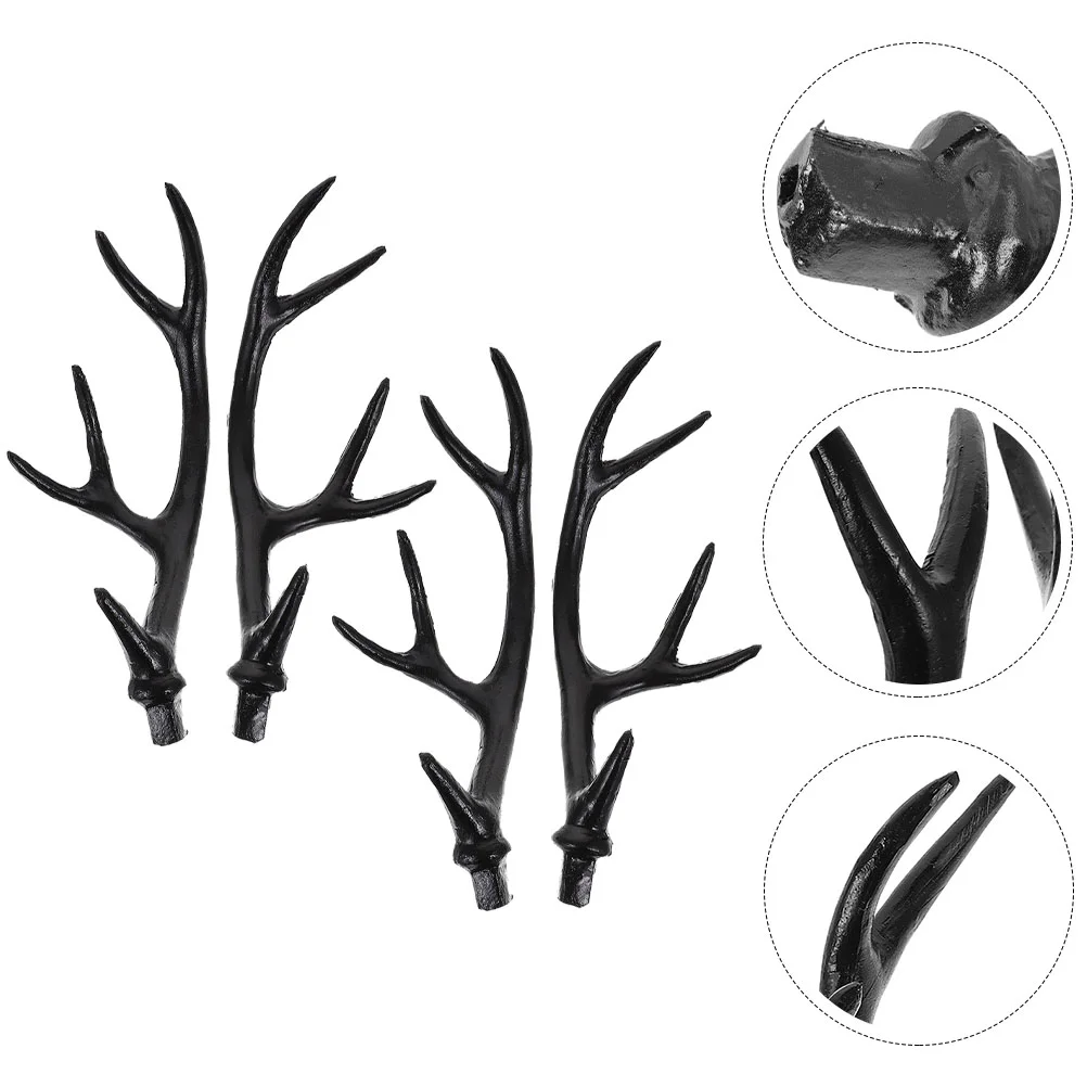 2 Pairs Artificial Antlers Reindeer Decor Halloween DIY Headband Making Kit Plastic Miss Supplies Hair Accessories