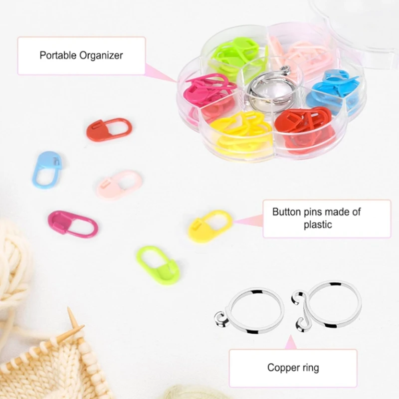 FUFU Crochet Ring With 30 Candy-Colored Positioning Buckle, Crochet Rings For Finger For Everyday Crochet Work