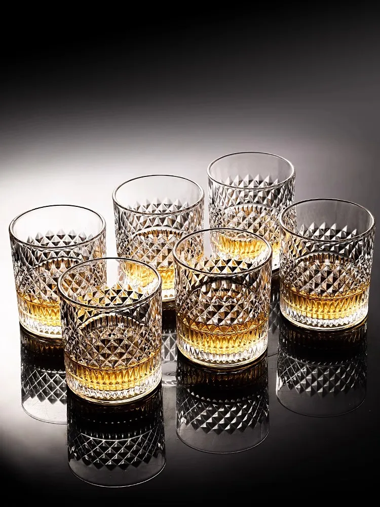 2-4pcs Gift box Crystal Glass Cup Whiskey Cup Ocean Tumbler Beer Mug Liquor Spirits Cocktail Square home garden drinkware