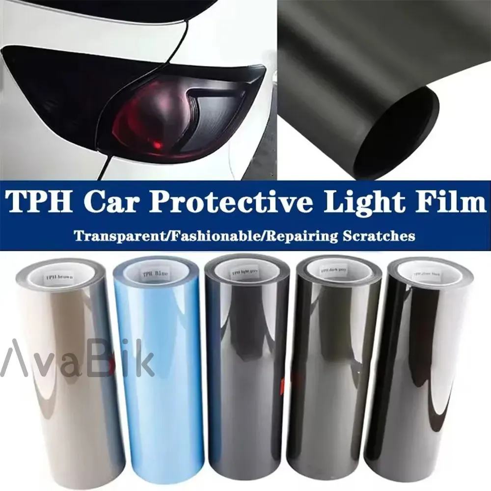 Gloss Transparent Light Black Smoke TPH Tint Headlight Taillight Protection Film Vinyl Wrap Foil Car Stickers For BMW For Tesla