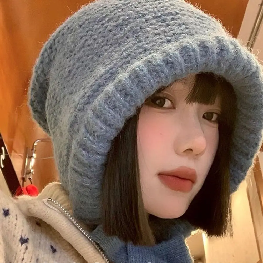 Versatile Ear Protection Knitted Hat Warm Strap Windproof Rope Beanie Hats Wool Bag Hat Women